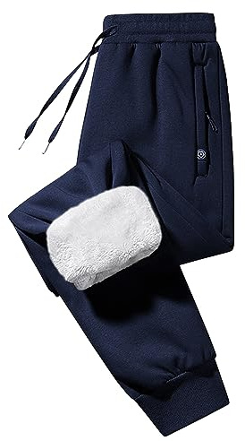 Imuedaen Men's Fleece Lined Joggers Casual Tracksuit Bottoms Warm Pants Athletic Trousers Drawstring Sweatpants with Pockets