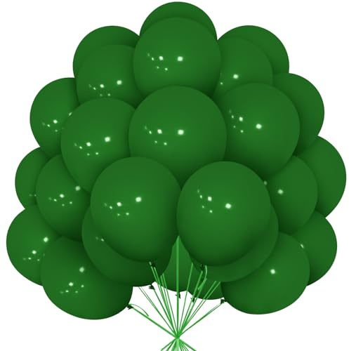 Luftballons Grüne, 30 Stück 12 Zoll Dunkelgrüne Luftballons Matt Dunkelgrüne Ballons mit Ballonband für Mädchen Jungen Geburtstag Brautdusche Babyparty Safari Jubiläum Dschungelparty Dekorationen