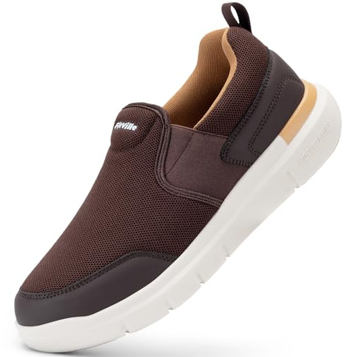 FitVille Zapatillas Hombre Extra Anchas Zapatos de Deporte Antideslizante para Caminar Cómodo Ligero Transpirable Slip on Sneakers Casuales