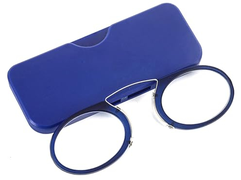 Wisebom Lesebrille für Herren, Kompakte leichte randlose brillen, Lesebrille 2.0 Dioptrien Damen, Lesebrille Dioptrien, Mini Nose Clip leichte Brillen, Mini Nasenclip Randlose Lesebrille (Blau)