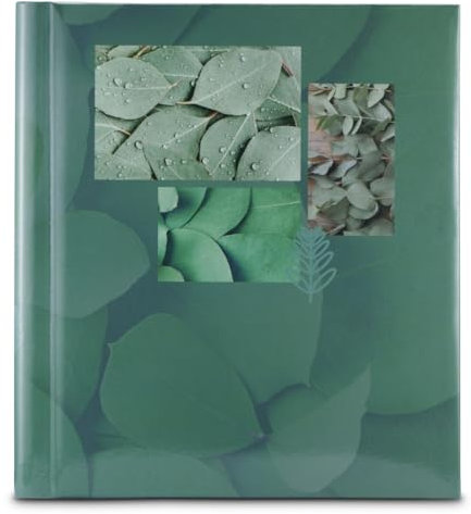 Hama Singo II Adhesive Photo Album 28 x 31 cm (40 Photos 10 x 15 cm, 20 White Adhesive Pages, DIY Scrapbooking Album, Gift Idea, Hard Cover Leaf Design) Green