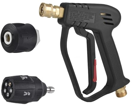 Shkalacar Pistola per idropulitrice Corta, Lancia idropulitrice lavor da 4000 PSI con connettore per Tubo M22 con Punta dell'ugello 5 in 1, Strumenti per la Pulizia dell'auto