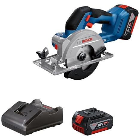 Bosch Professional 18V System sierra circular a batería GKS 18V-51, motor Brushless sin escobillas, incl 2 baterías 18V GBA 4 0Ah, cargador GAL 18V-20, 1 disco de corte 140 mm, guía paralela