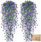 4 Pièces Plante Artificielle Tombante, 65 cm Fleur Artificielle Tombante, Plante Tombante Résistantes aux UV, Fleurs Artificielles pour Extérieures, Jardin, Cour, Terrasse, Intérieure(Violettes)