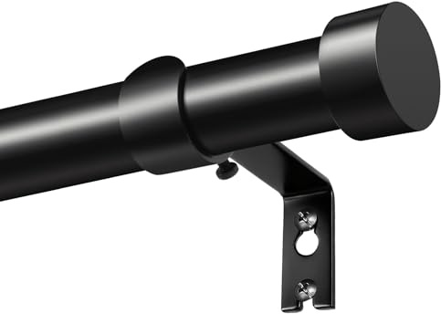 KAMANINA Barra Cortina Negra, 25 mm Barra Cortinas Extensible 80-304 cm