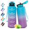 HoneyHolly Trinkflasche Sport 1.5L mit Strohhalm, Auslaufsicher, Wasserflasche, mit Zeitmarkierung, Trinkflasche Kohlensäure Geeignet für Outdoor, Radfahren, Fitness, Yoga