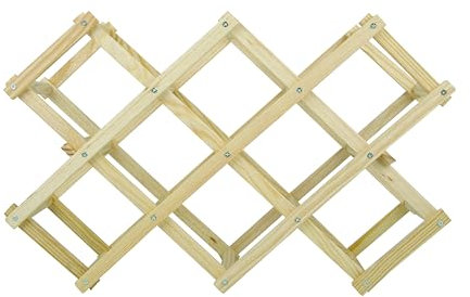 BIRAMBEAU, Casier à Bouteilles à Vin, Pliable en Bois, Support pour 10 Bouteilles, Design Croisé Accordéon, Naturel