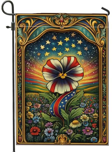 Drapeau de jardin patriotique de pensée - Bannière décorative double face pour printemps - Décoration d'intérieur - Drapeau de jardin pour commémoration d'été - 30,5 x 45,7 cm