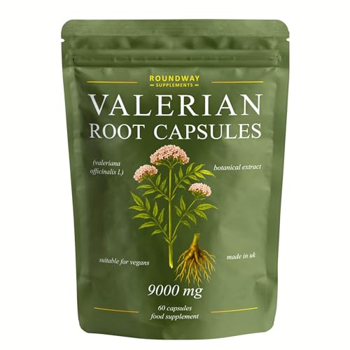 Valerian Root | 9000mg High Strength Extract Capsules for Sleeping & Relaxation | 60 Capsules, Not Tablets | 1 Month Supply | Made in The UK by Roundway Supplements