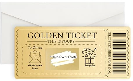 Personalised Golden Ticket Scratch Card Reveal, Surprise Ticket, Holiday Scratch Card Reveal Personalised Gifts for Birthday, Christmas, Valentine's Women Men Girlfriend Boyfriend (Design 1)