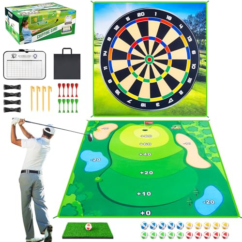 LYDARZ Battle Golf Game Set Chipping Game Practice Mat Games for Backyard Fun and Swing Training, Golf Hitting Mat Play for Golf Parties and Kids Family Activities Outdoor
