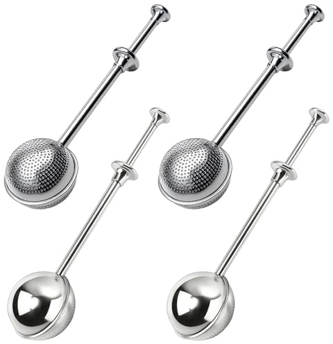 4 Pcs Teezange, Teeei FüR Losen Tee, Tee ZubehöR, 304 Edelstahl Teezange Teeei, Teebeutel FüR Losen Tee, Teaballs Mit Teleskopgriff Teefilter, Teesieb Teebeutel, FüR Kakaopulver, GewüRze, Rose ﻿
