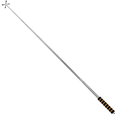 ULTECHNOVO Pont de Billard en Acier Inoxydable Extensible Support de Queue Démontable Manche Orange Tête Croisée Argentée Accessoire de Billard Portable pour Jeu à Domicile et Club