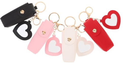 SEWACC 4pezzi Portafoglio Portatile per Rossetto con Specchio e Funzione Portachiavi Custodia Protettiva Compatta per Trucco da Viaggio Adatta per Borsa Donna