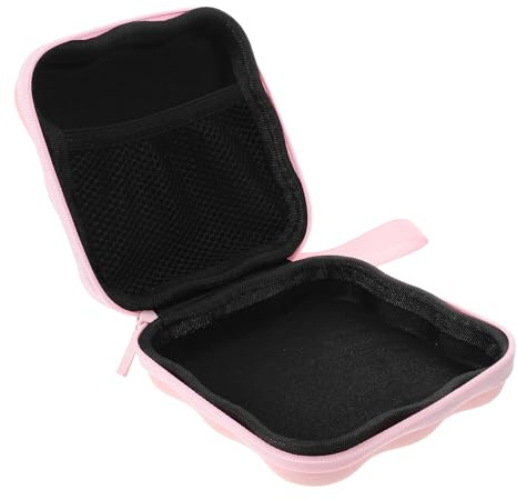DECORNIJIA Portable Tampon Organizer Bag with Lid, Pink Plastic Sanitary Napkins Holder for Bathroom and Travel, Multifunctional Tampon Storage Case for Feminine Hygiene and Hair Tie Storage