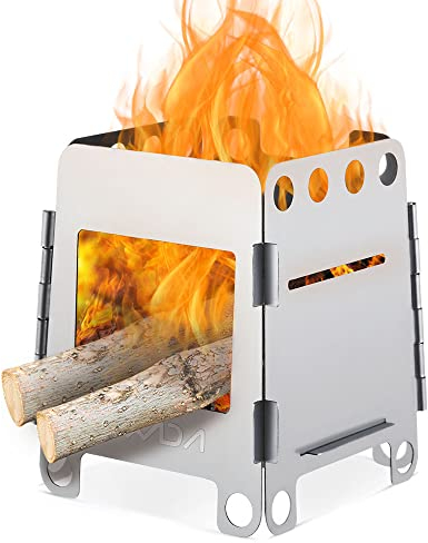Lixada Campingkocher Holzofen Mini Holzvergaser Faltbar Tragbar Kompakt Hobo Kocher, Aufbewahrungstasche mit Herd für Picknick BBQ Camping Wandern Reisen