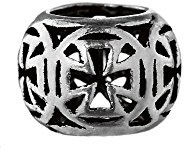 NKlaus Bijoux de cheveux Perle de barbe RONAN Croix templière Argent massif 925 Perle bouclée 6397