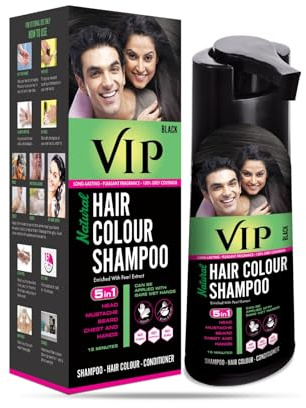 VIP 5 in 1 Hair Colour Shampoo Base Hair Color Black (180 ml)