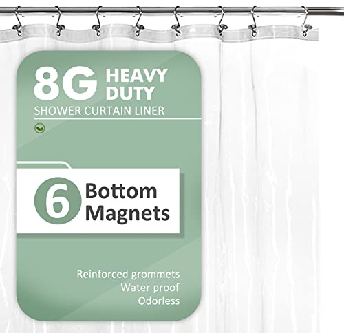 Barossa Design Extra Long Shower Curtain or Liner 84 Inch, Clear, 72x84