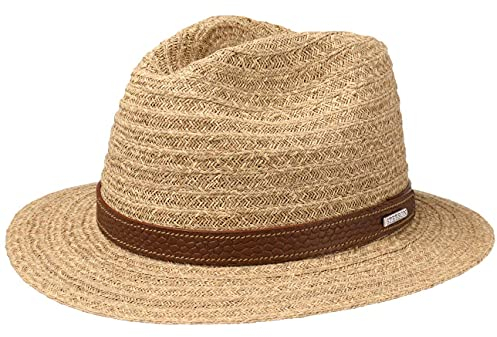Stetson Barnell Traveller Raffiahut Strohhut Herren mit Futterband Baumwolle Sonnenhut Frühjahr Sommer Natur XXL (62-63 cm)