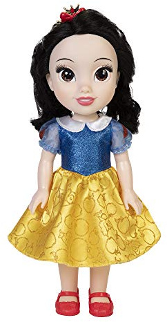 Disney Princess Schneewittchen Puppe 35 cm, reflektierende Glitzeraugen, bewegliche Gelenke, ausziehbares Kleid, Schuhe, Krone, schwarzes Haar, für Mädchen ab 3 Jahren