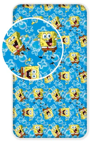 Jerry Fabrics Spongebob Sponge Bob - Lenzuolo in spugna, 90 x 200 + 25 cm