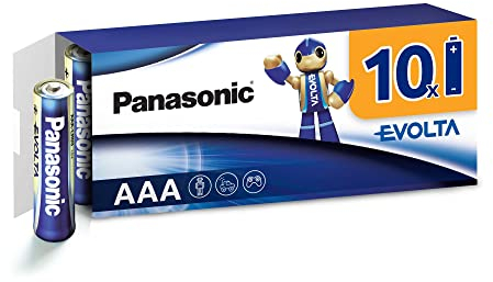 Panasonic EVOLTA Batteria alcalina, AAA Micro LR03, Confezione da 10 senza plastica, 1.5V, batteria con energia a durata