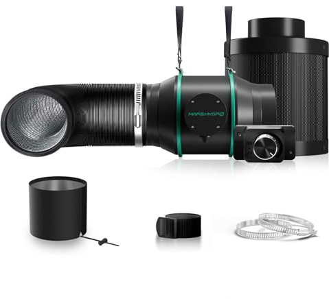 MARS HYDRO iFresh 6 Grow Tent Exhaust Fan kit with RJ12 Speed Controller | Air Filtration ,Ventilation System with Quiet Inline Fan,Carbon Filter,13ft Ducting for Grow Room Cooling and Odor Control