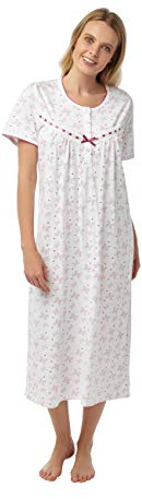 Suzy & Me Ladies Short Sleeved 100% Cotton Jersey Butterfly Print Nightdress. Cerise, Navy, Lilac or Coral.Sizes 8-10 12-14 16-18 20-22 24-26 28-30 (New Cerise, 20-22)