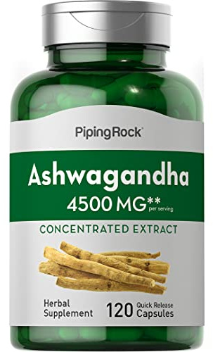 Piping Rock Ashwagandha Capsules | 120 Count | Herbal Supplement with Black Pepper Extract | for Women and Men | Non-GMO, Gluten Free