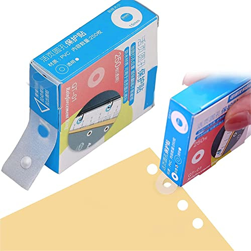 Loose-Leaf Paper Hole Reinforcement Ring Labels Stickers Self-Adhesive Hole Punch Protector 250 Pack Waterproof Self Adhesive Ring Hole Page Reinforcers Stickers for Office School Home