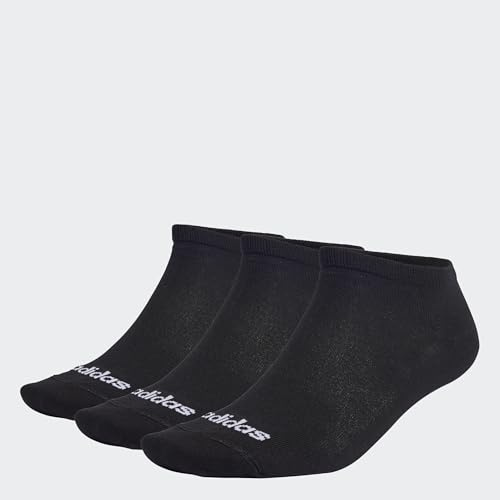 adidas Unisex adulto Thin Linear Low-Cut Socks 3 Pairs, Black / White, 45-48