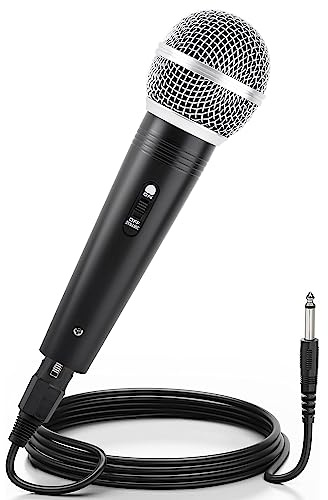 Adamantite Dynamic Karaoke Microphone for Singing, Metal Handheld Wired Microphone, 13ft Cable and Magnetic Switch, Perfect for Speakers, Karaoke Machines, Amplifiers, Mixers (Black)