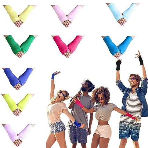 KAYEF 9 Paare Sonnenschutz Fingerlose Handschuhe Sonnenschutz Handschuhe Frauen Fingerlose Handschuhe UV Handgelenk Handschuhe Leichte Fingerlose Mädchen Anti-Rutsch Sonnenschutz Autofahren Outdoor