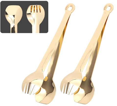 2pcs Pinze per zucchero, Pinze per Ghiaccio, MILLION SOURCE Mini Acciaio Inox Pinze per Servire, per Antipasti, Cubetti di Ghiaccio, Ideali per Cucina, Bar, Buffet, Caffè(15,2 cm, Oro)