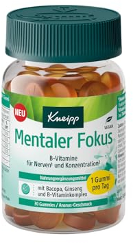 Kneipp Mentaler Fokus Gummies - Vitamin B-Komplex unterstützt Nerven und Konzentration - Gummies mit ausgewogener Kombination aus Vitamin B1, B2, B6 und B12 - Verringerung von Müdigkeit - 30 Stück