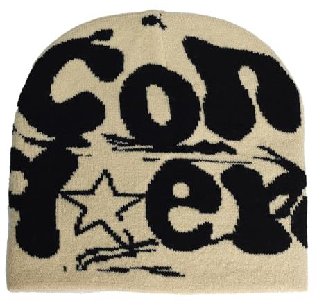 Bimhayuu Beanie Mütze Herren Damen Teenager Trendy Y2K Web Strickmützen für Damen Herren Beanie Mütze Web Soft Slouchy Knitted Hut Winter Skull Cap Outdoor Harajuku Fashion (Kahki,Einheitsgröße)