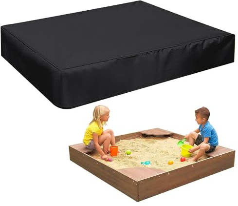 Sandbox Cover, 420D Oxford Heavy Duty Waterproof Sand Box Cover, Outdoor Garden Square Sandbox Cover for Kids Protect Sandbox Sand and Toys(Black,70 X 70 X 8)