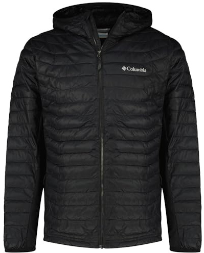 Columbia Men's Powder Pass Hybrid Hooded Jacket, Hooded Puffer Jacket, Black, L