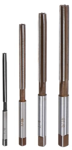 QUARKZMAN 4 Piezas Juego de Escariadores Manuales 1/8 3/16 1/4 5/16 H7 Escariador de Acero de Aleación con Flautas Rectas Herramienta de Corte de Acero para Metal Madera