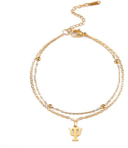 TEAMER Bracciale psicologico Bracciale a doppio strato in acciaio inossidabile con simbolo Psi Lettera greca ciondolo psicologia gioielli per le donne uomini (Oro)