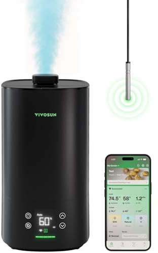VIVOSUN Pflanzen Luftbefeuchter 5L Smart Humidifier Pflanzen, AeroStream H05 24dB Leise 360°Cool Mist 50H Dauerhaft Top-Fill Ultraschall Entwickelt für Growzelte Growbox