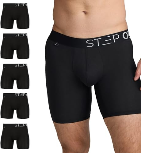 STEP ONE Mens Boxers Shorts Multipack, 5 Pairs, Anti Chafing Underwear for Men, Moisture-Wicking Boxer Shorts with 3D Pouch. Fabric Made from bamboo viscose