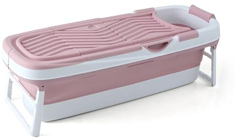 FlinQ Baignoire Pliable Adulte XXL - 158 x 60 x 53 cm - Baignoire pour Douche - Grande et Mobile - Convient aux Enfants - Rose