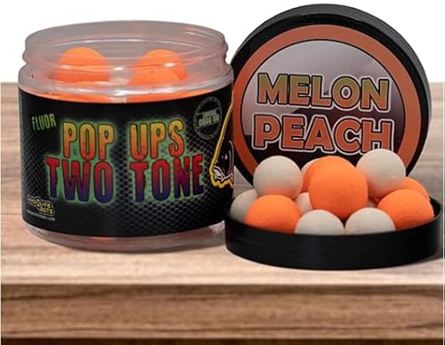 Fluor Two Tone Pop Ups Boilies 14/20mm Pro Elite Baits | Cebos Pesca Carpa | Artificial Baits Carp (Melon&Peach, 14-20mm)