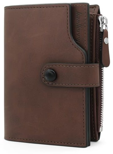 HNOOM Cartera para Hombre con Bloqueo RFID Billeteras con 17 Ranuras Monedero con Cremallera | Regalo Ideal para Hombres | Protección Antirrobo | Cartera Pequeña y Funcional (Marrón Oscuro)