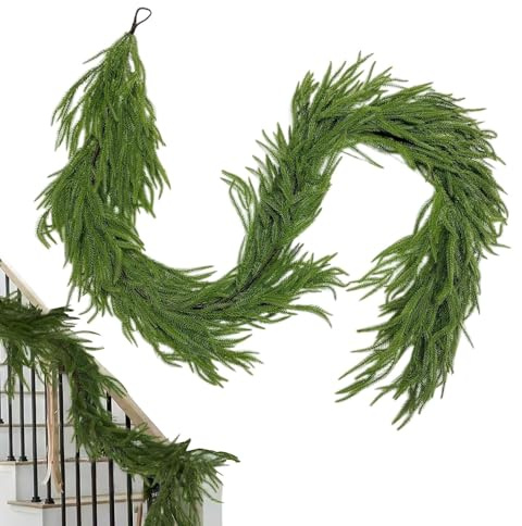 Cedar Garland Realistic | Decoraciones de fiesta de Navidad, guirnaldas de pino de invierno artificial para manto - para porches de interior al aire libre chimeneas de la puerta de la puerta delantera