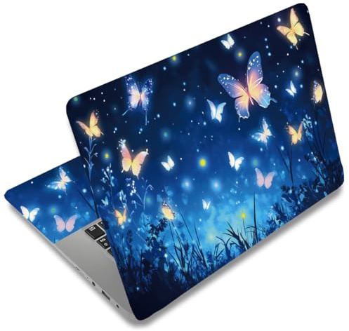 SUPERDANT Adesivo Copertura Notebook Farfalle Blu Decorativo Protettivo Universale Con Flash Butterflies Per PC 12 13 13.3 14 15 15.4 15.6