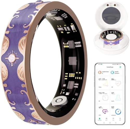 ZIBENE Anillo Inteligente Impermeable para Hombres y Mujeres, Rastreador de Salud para la Actividad Diaria, Anillo de Fitness Recargable con Seguimiento de Sueño/Pasos/Calorías (Purple 8#).