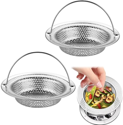 ZUWIJEQ 2 Pcs Filtro Lavello Cucina in Acciaio Inossidabile, Retina per Lavandino Cucina,Raccogli Capelli Doccia,Filtro Scarico Lavandino per Cucina,Doccia,Sink Strainer Anti-Intasamento(11 x 8 x 2cm)